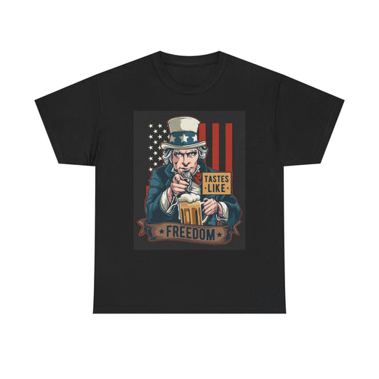 Tastes Like Freedom Graphic T Shirt American Flag Unisex Heavy Cotton Tee