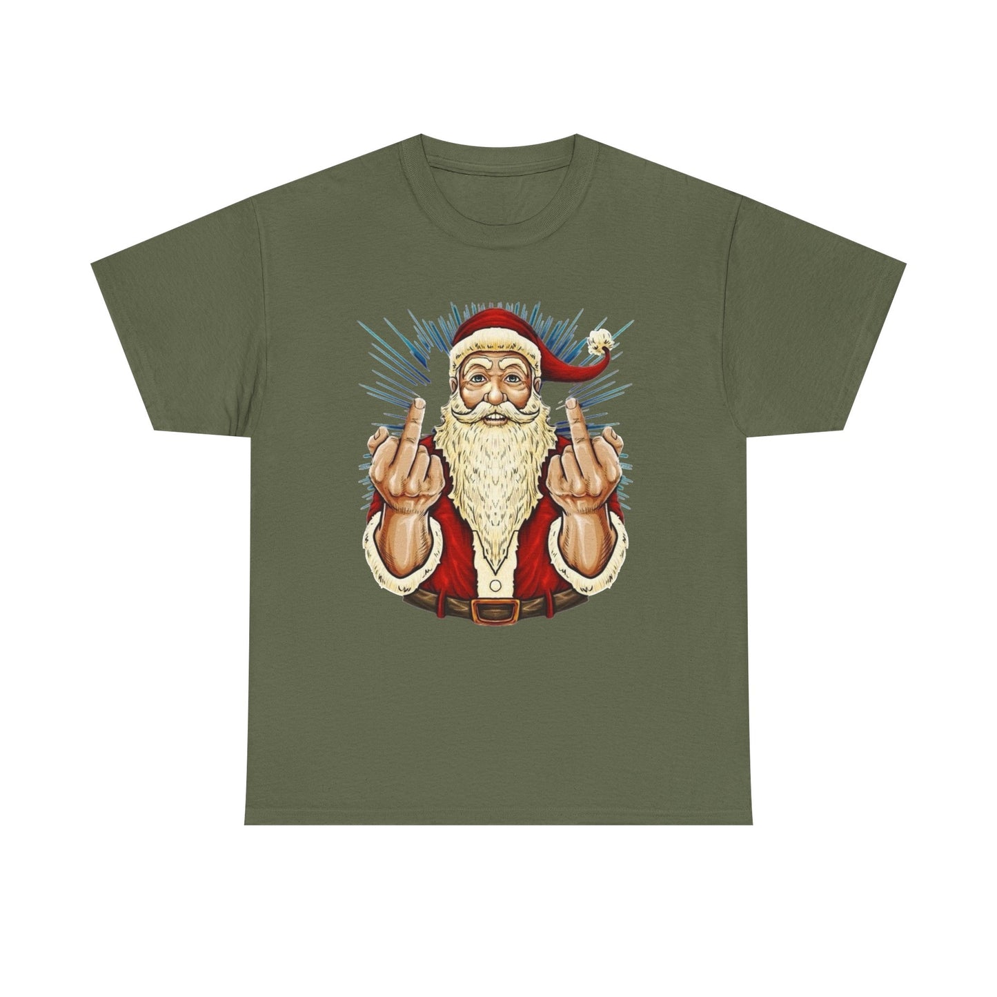 Funny Bad Santa Middle Finger Christmas Graphic T Shirt NEW ADULT