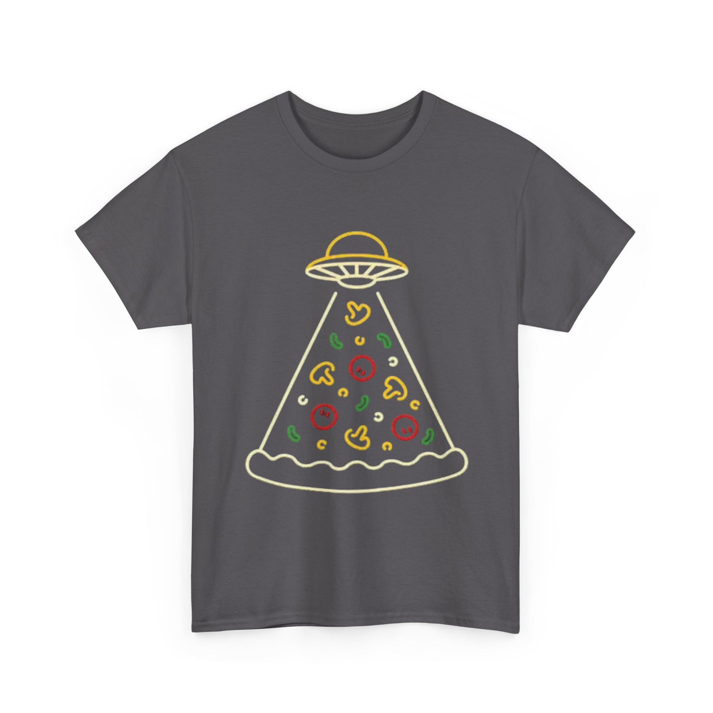 Space Pizza Shirt Funny Aliens One Bite Pizza Graphic Unisex Heavy Cotton Tee