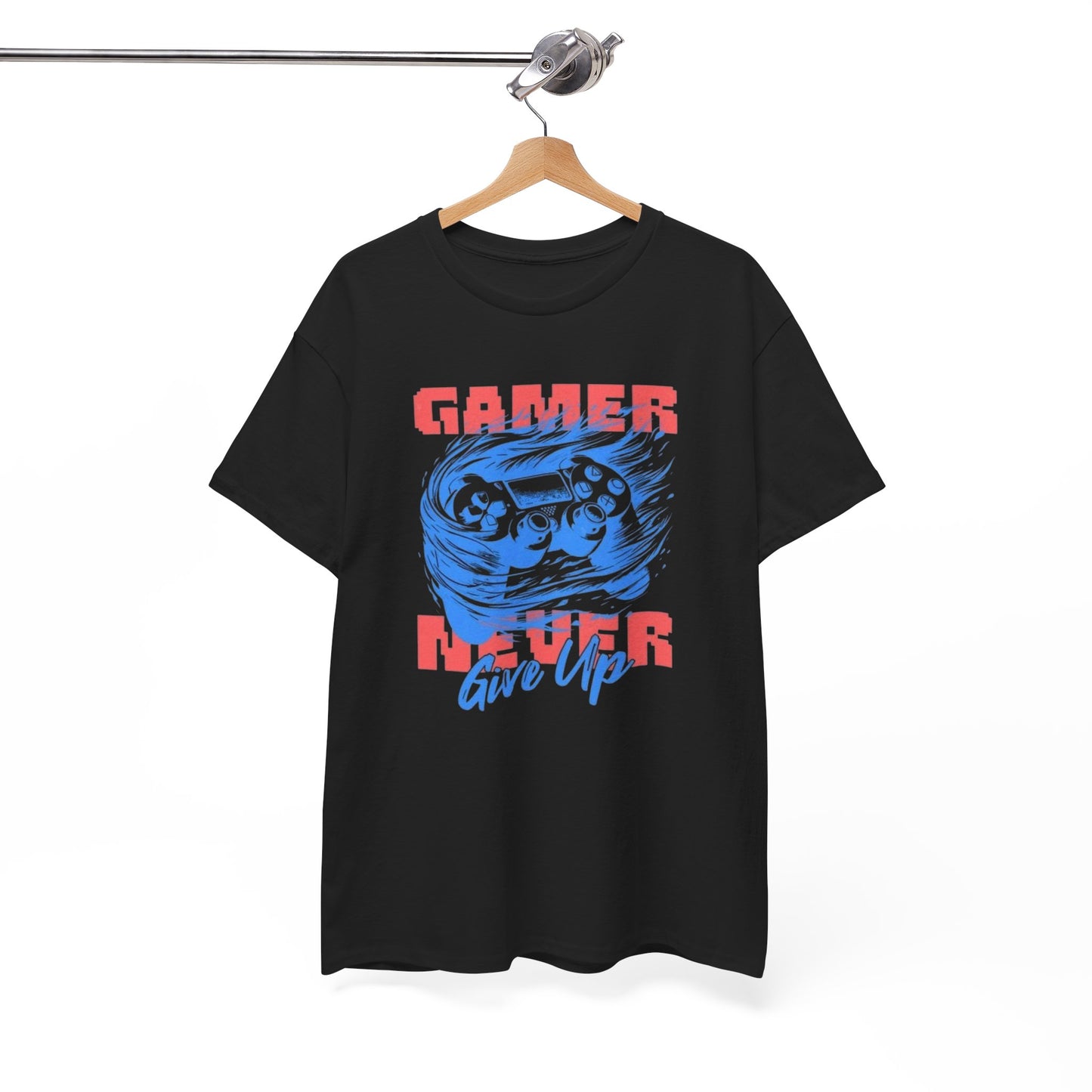 A Gamer Never Gives Up Graphic T Shirt Heavy Cotton Tee NEW ADULT UNISEX