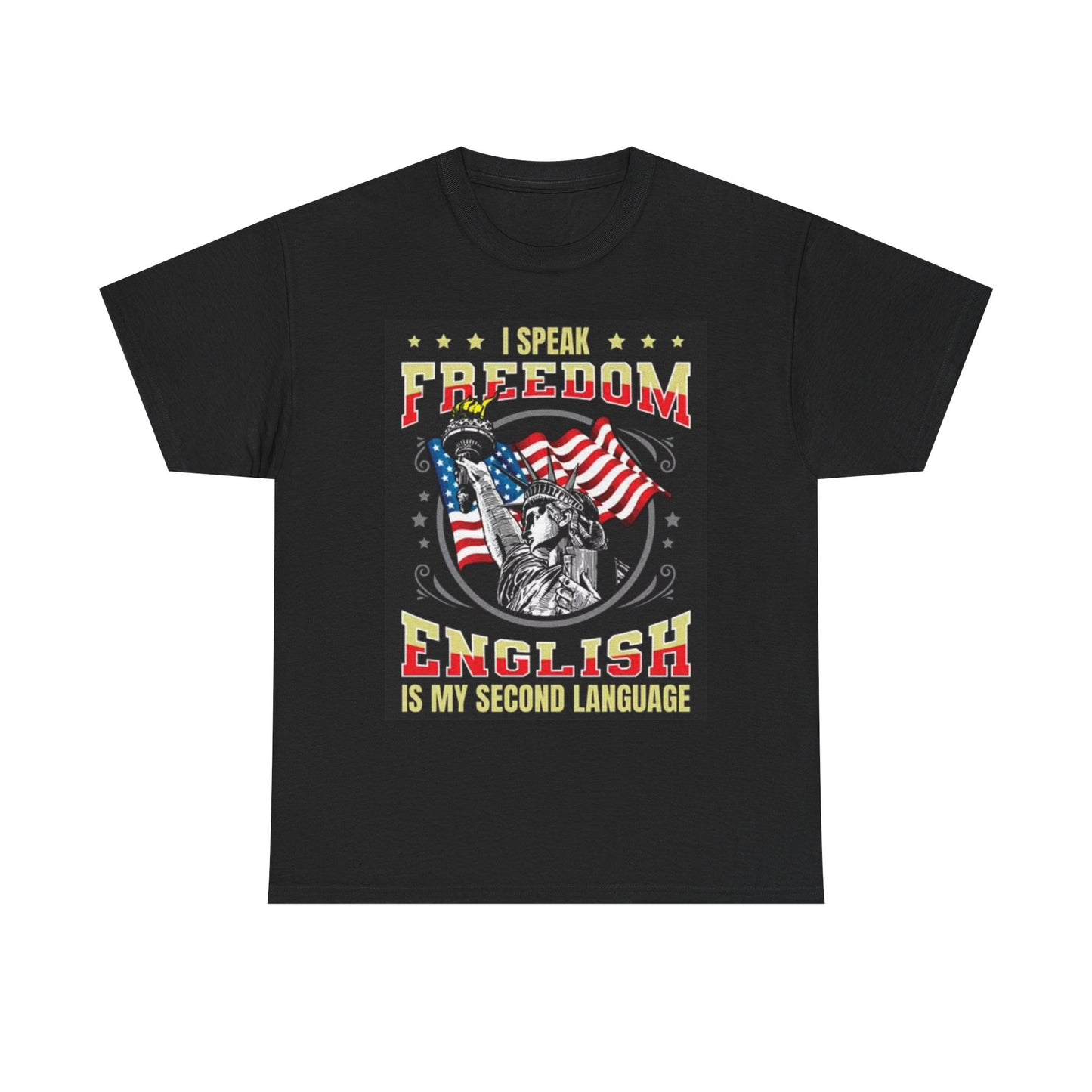 I Speak Freedom Graphic T Shirt American Flag Fire Retro Unisex Heavy Cotton Tee