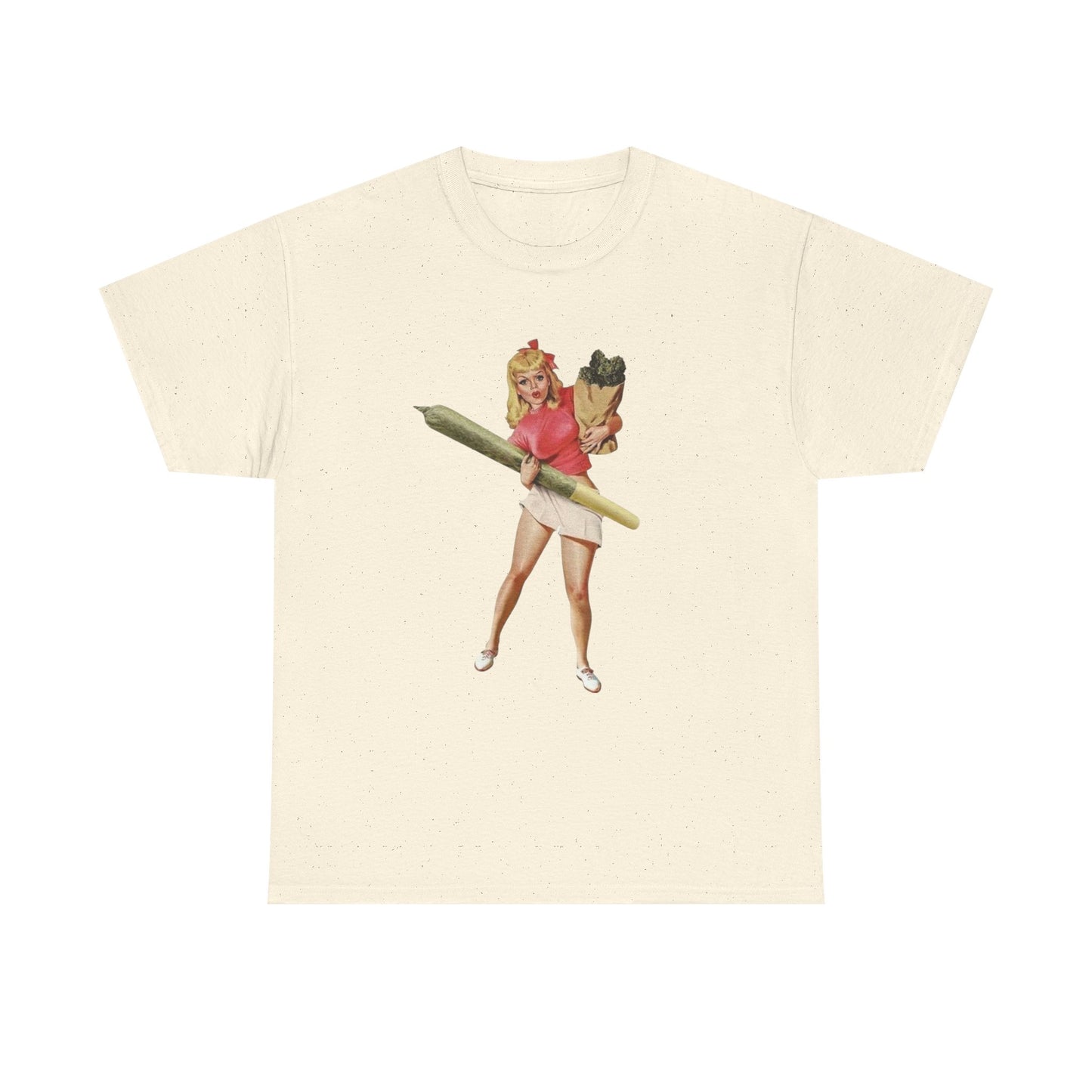 Weed And Groceries Model Pinup Graphic T-Shirt Womens Comfy Cotton Tee NEW