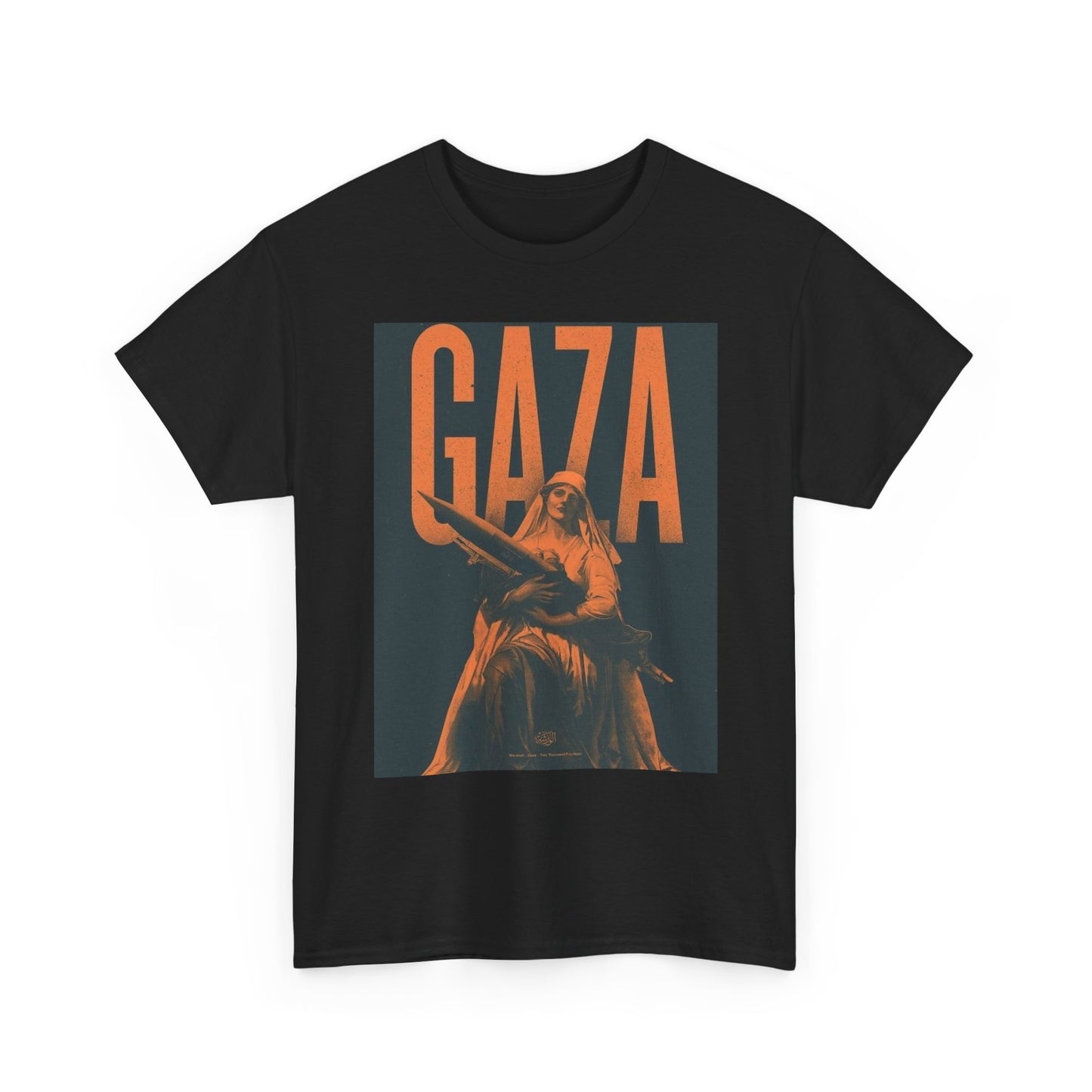 Free Palestine Graphic T Shirt Gaza Holding Missiles Unisex Heavy Cotton Tee