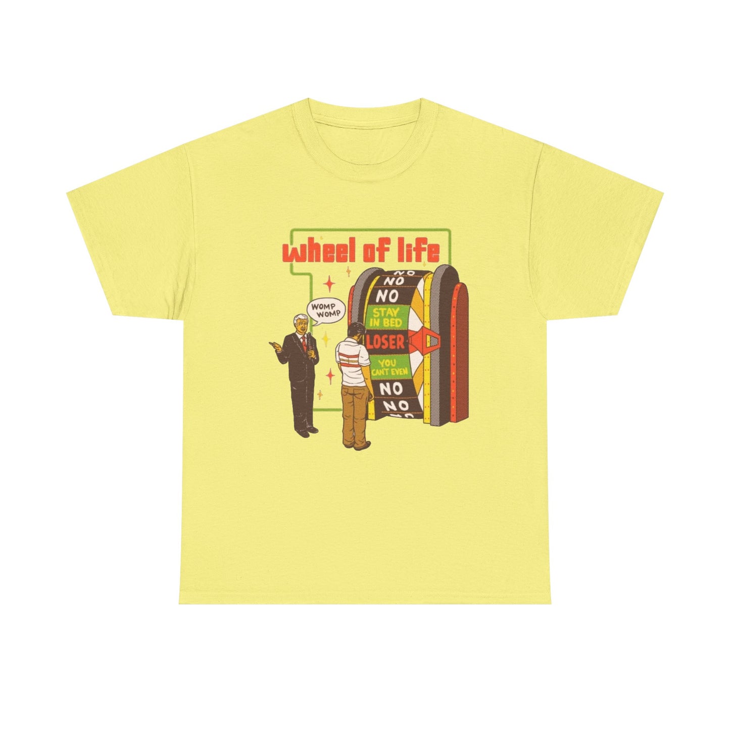 Wheel Of Life Funny Dark Humor Jokes Graphic T Shirt Regular Men's Heavy Cotton Tee