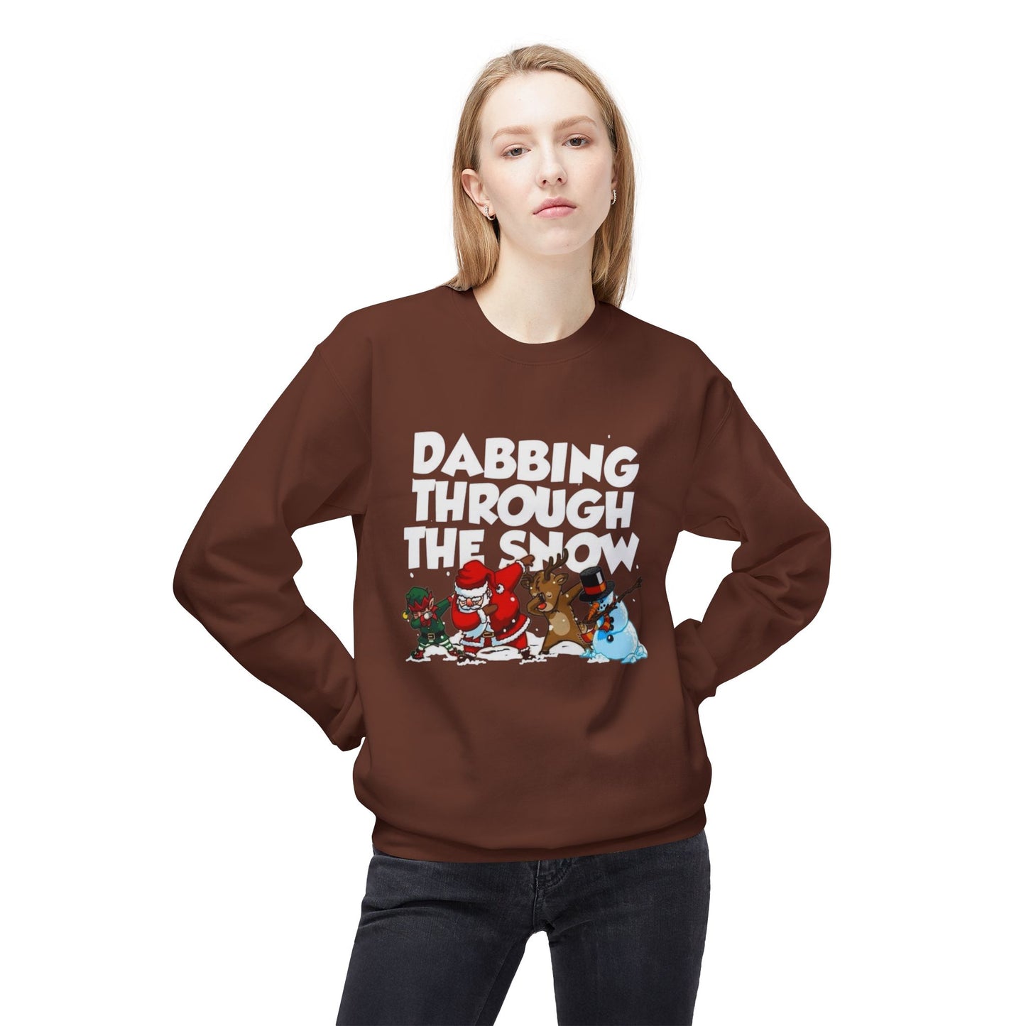 Dabbing Through The Snow Funny Sweater NEW Unisex Fleece Crewneck Sweatshirt