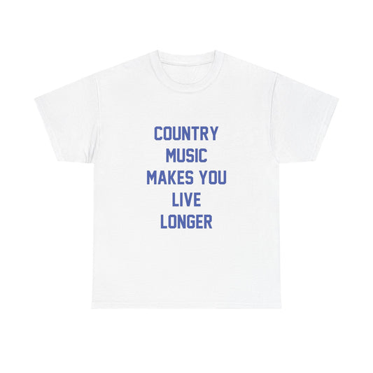 Country Music Makes You Live Longer Graphic T Shirt NEW ADULT TEE Cotton