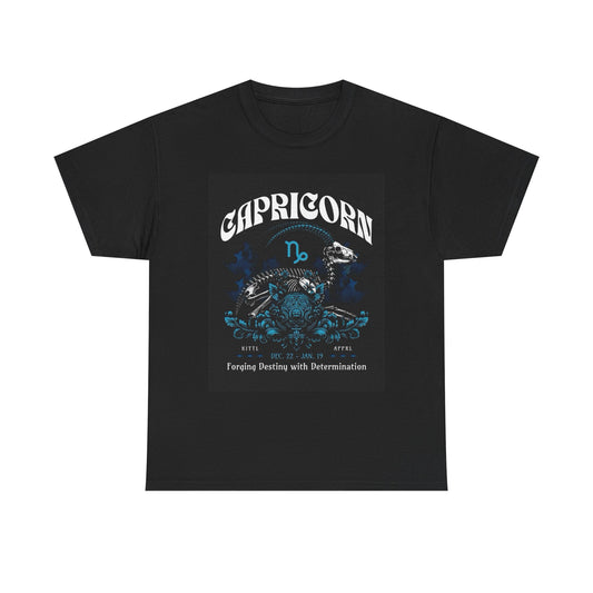 Capricorn Zodiac Astrology Sign Graphic T Shirt Unisex Heavy Cotton Tee