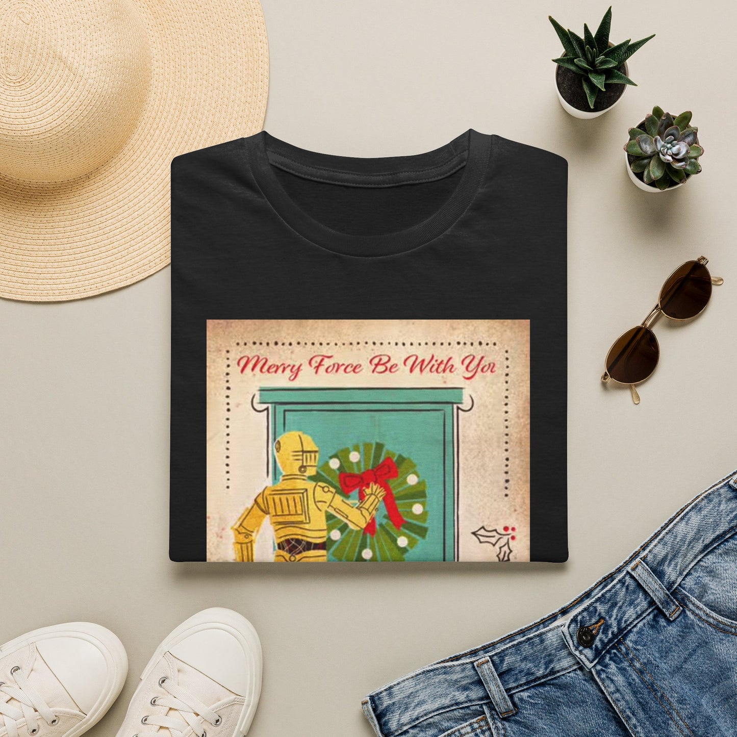 Merry Force Be With You Graphic T Shirt Vintage Star wars Christmas holidays