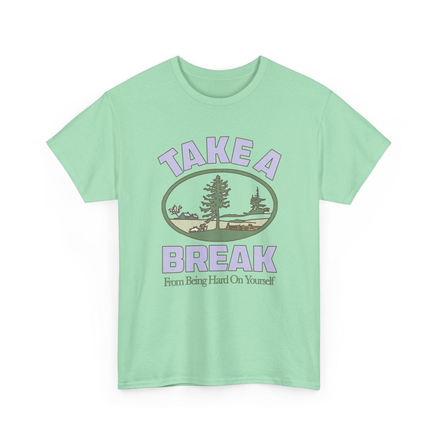 Take A Break Mental Health Retro Graphic T Shirt NEW Adult Unisex Heavy Cotton