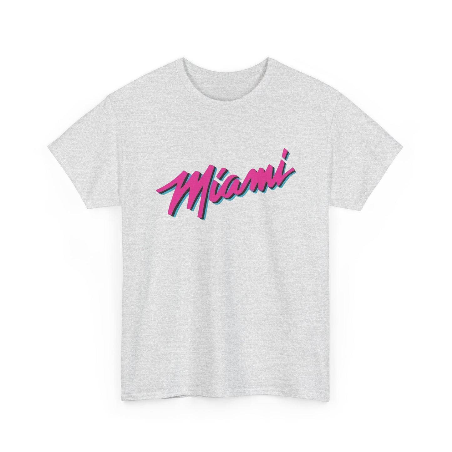 Miami Logo Neon Graphic T Shirt ALL SIZES Tee Unisex Heavy Cotton