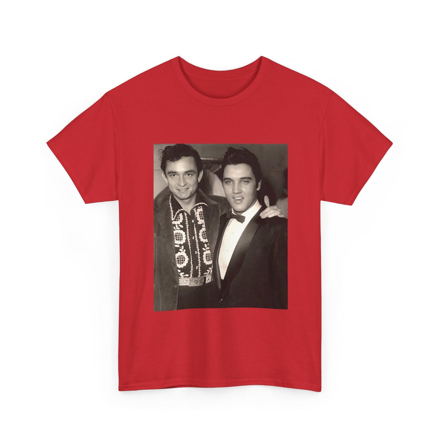 Elvis And Johnny cash shirt vintage graphic art black and white Heavy Cotton