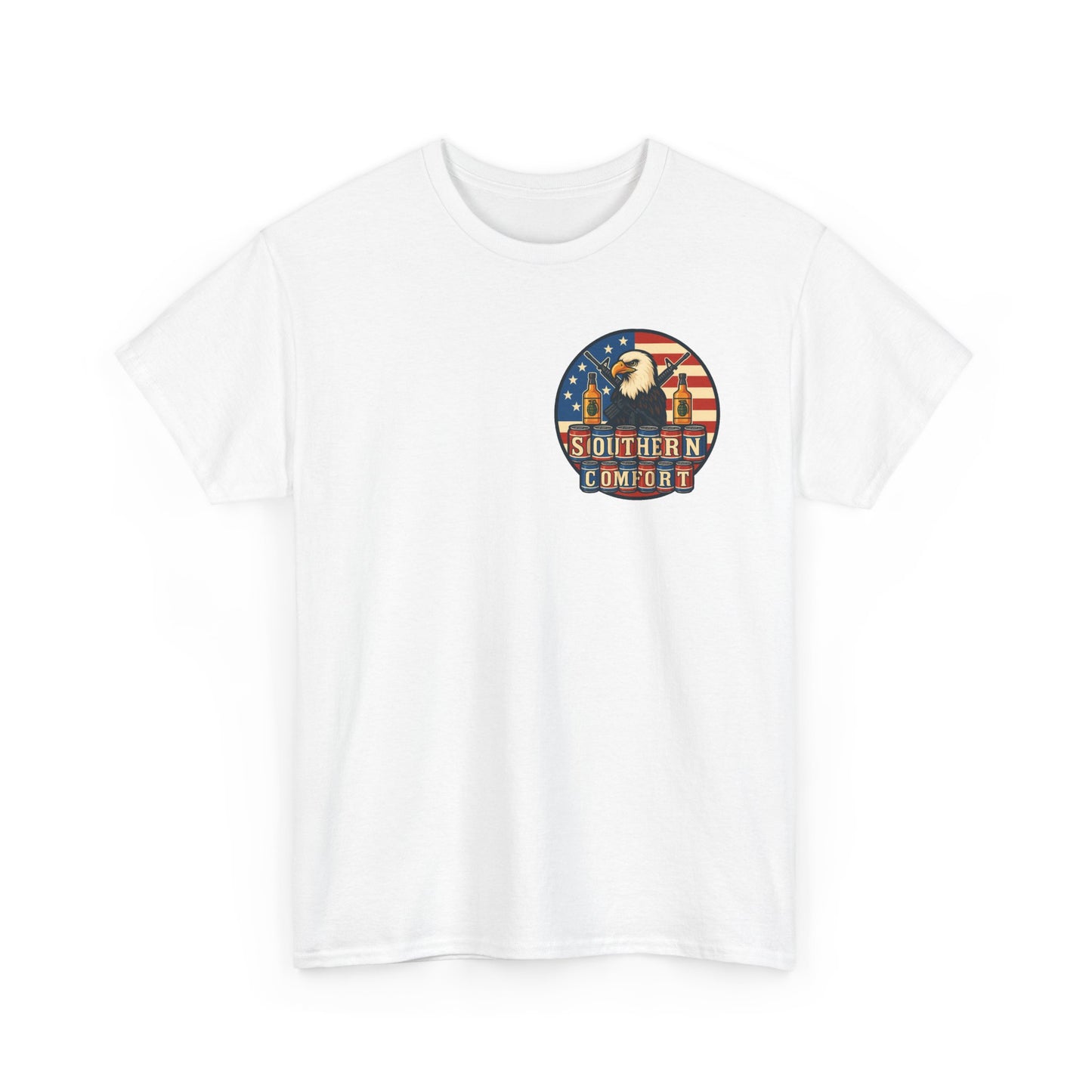 Southern Comfort Graphic T Shirt American Flag-USA-Bald Eagle-Beers-Guns-Whiskey