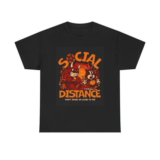 Social Distance Graphic T Shirt NEW Cotton Tee Gift Unisex Heavy Cotton Tee