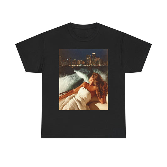 Miami Nights Vintage Model Graphic T-Shirt Unisex Heavy Cotton Tee