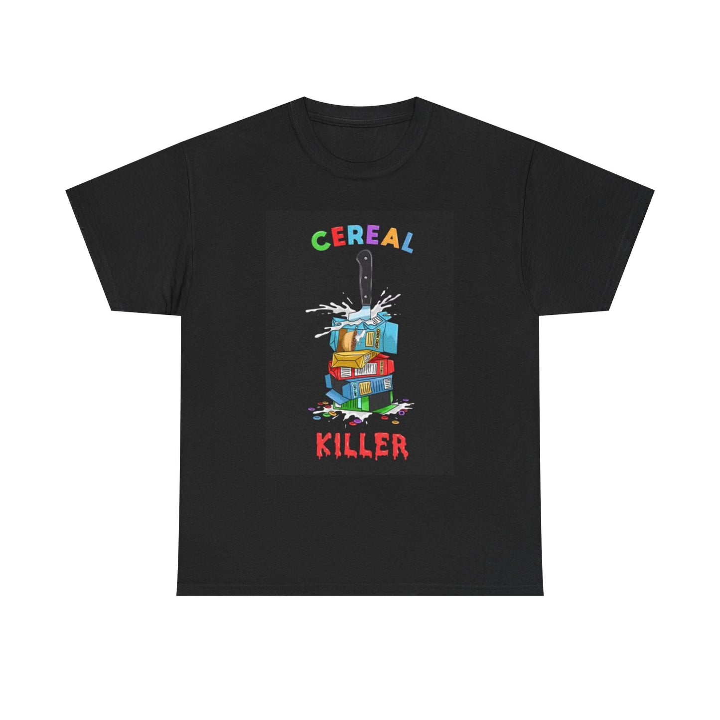 Cereal Killer Graphic T Shirt Funny Cereal Jokes Vintage Unisex Heavy Cotton Tee