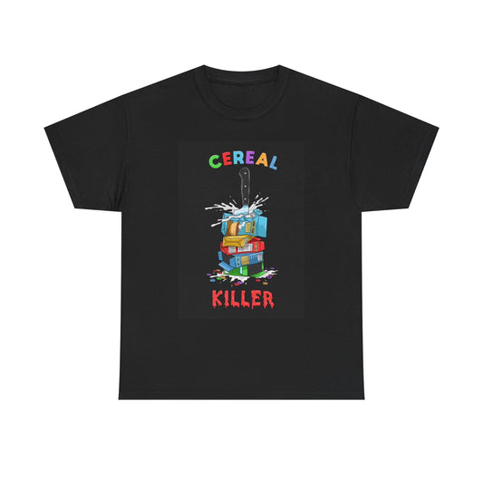 Cereal Killer Graphic T Shirt Funny Cereal Jokes Vintage Unisex Heavy Cotton Tee