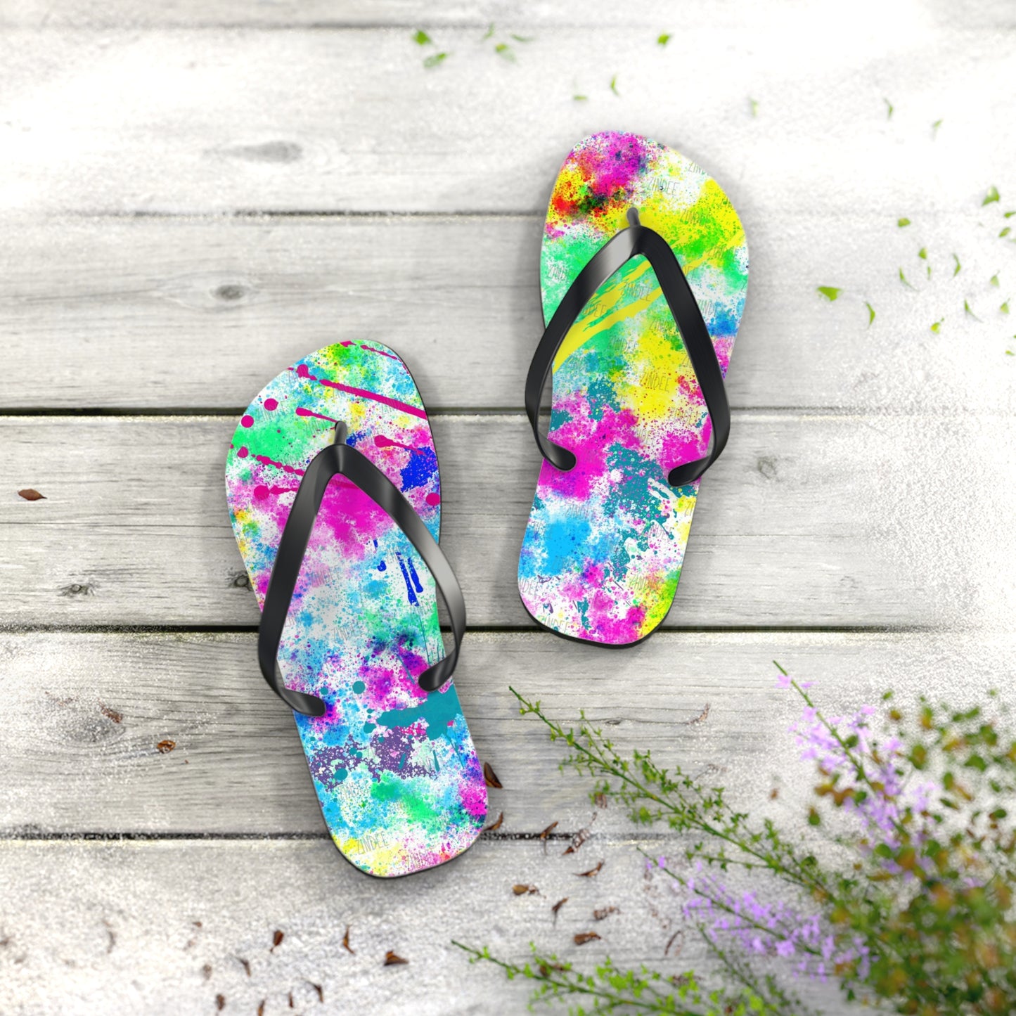 Neon Paint Flip Flops, Sandals Slides, Summer Footwear, Brand New