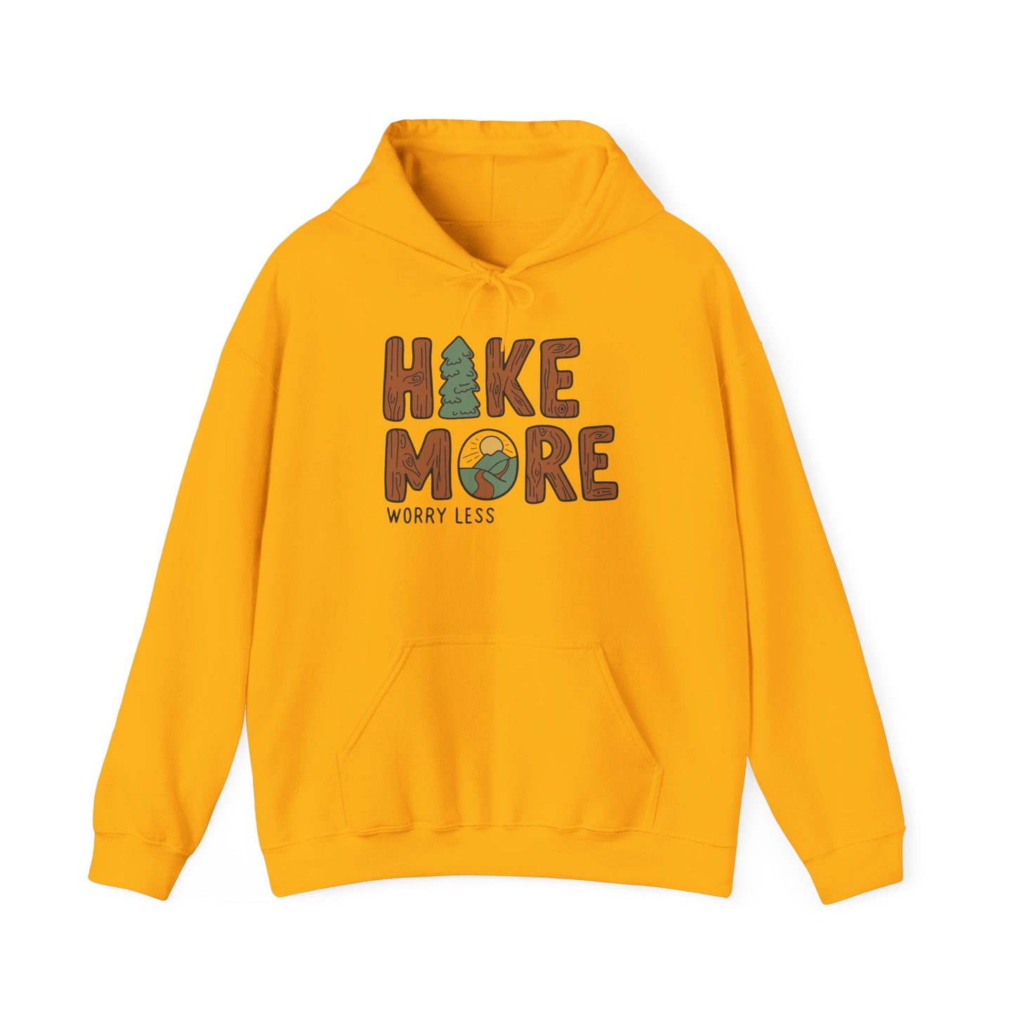 Hike More Worry Less Graphic Hoodie Unisex Heavy Blend™ Hooded Sweatshirt