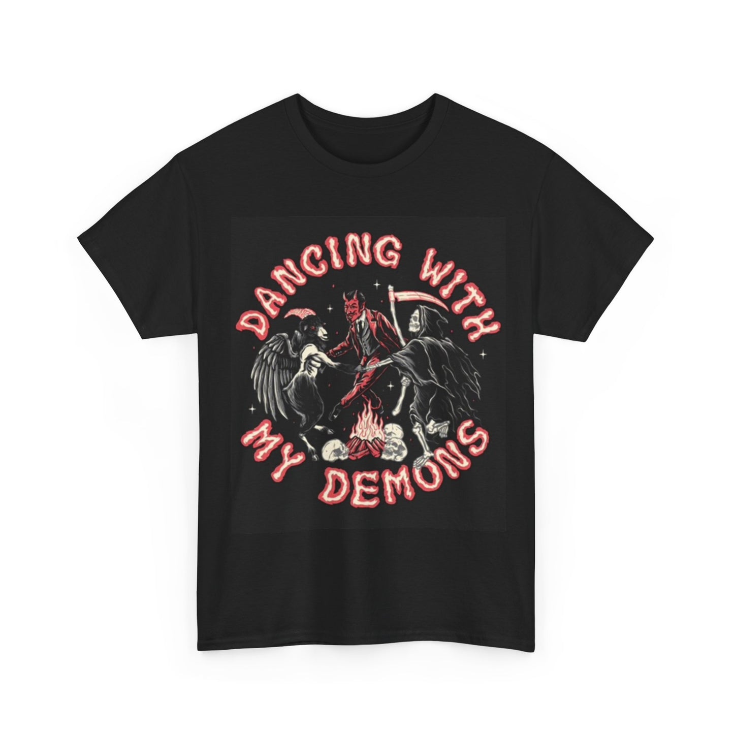 Dancing With My Demons Shirt Funny Devil Graphic Unisex Heavy Cotton Tee