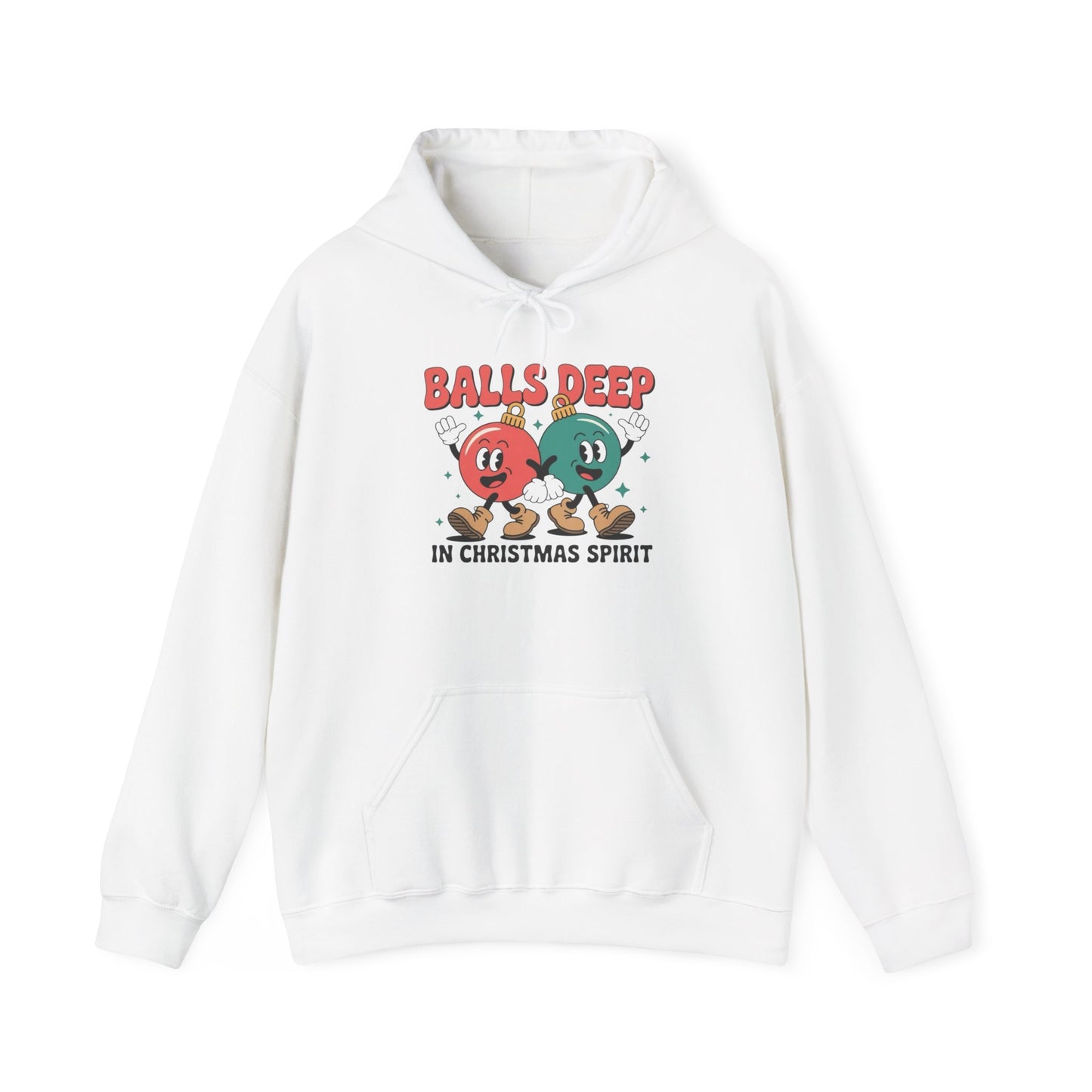 Balls Deep In Christmas Spirit Graphic Hoodie Heavy Blend™ Hooded Sweatshirt