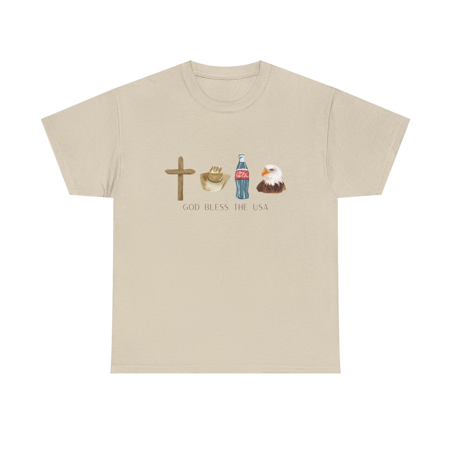 God Bless The USA T Shirt Graphic Men's Heavy Cotton Tee