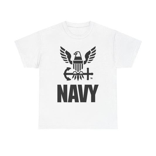 Navy Graphic T Shirt Vintage Military Logo Retro Unisex Heavy Cotton Tee