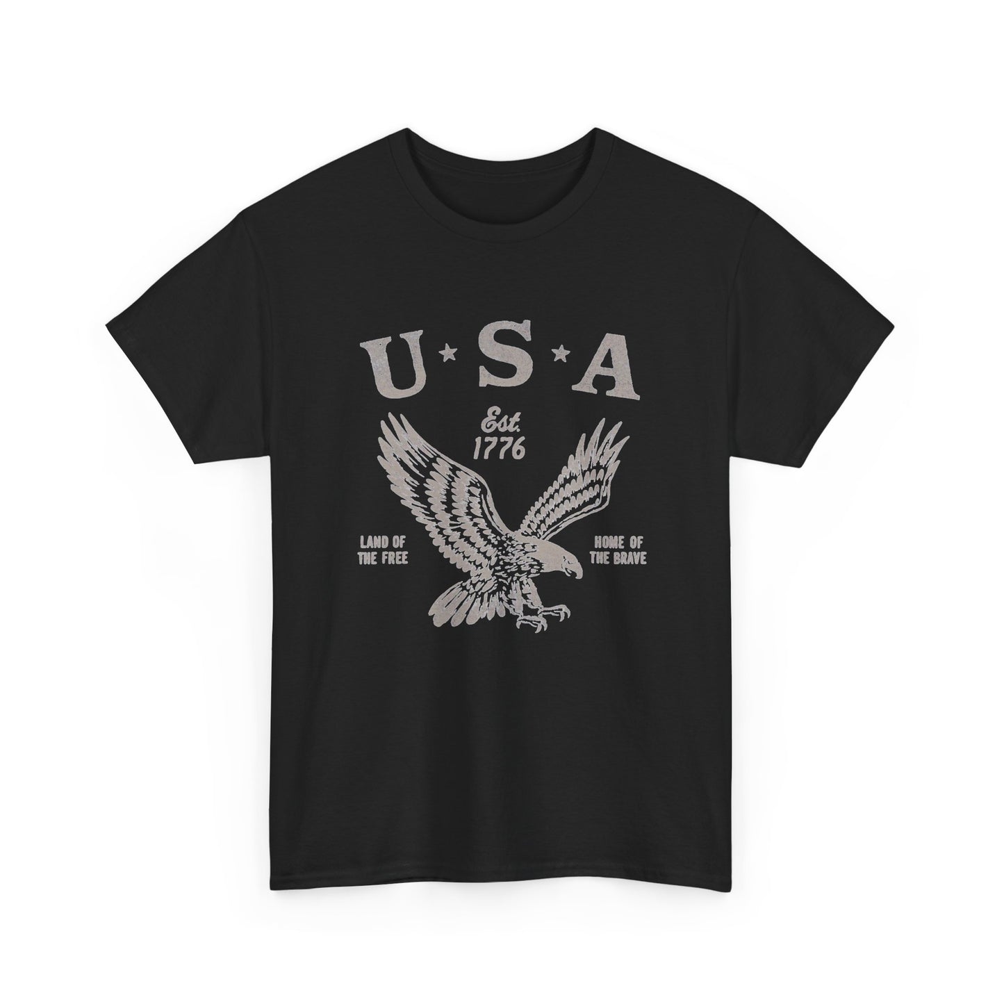 USA Bald Eagle 1776 Graphic T Shirt Men's Heavy Cotton Tee - Quality - Modern True to Size