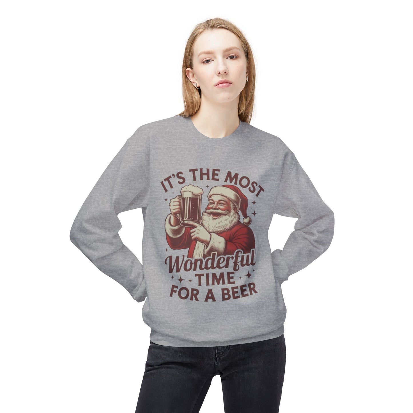 Christmas Beer Sweater NEW Unisex Fleece Crewneck Sweatshirt Funny NEW