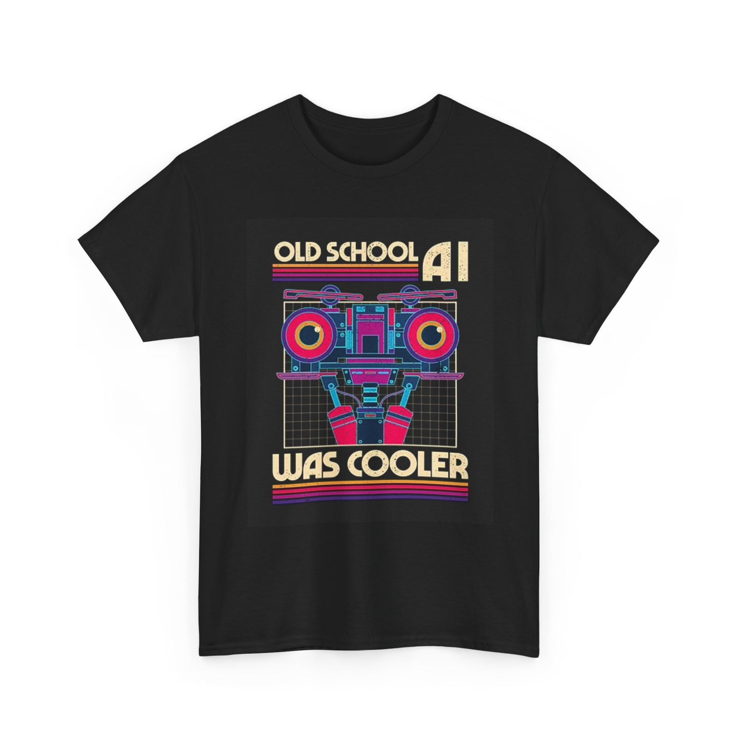 Old School AI Was Cooler T Shirt Graphic Funny Unisex Heavy Cotton Tee