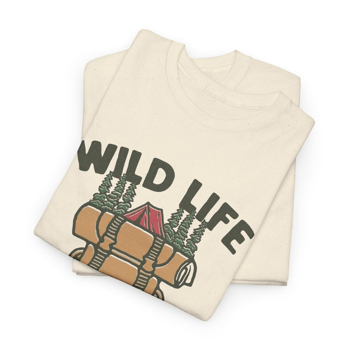 Wild Life Outdoor Camping Graphic T Shirt Men's Heavy Cotton Tee