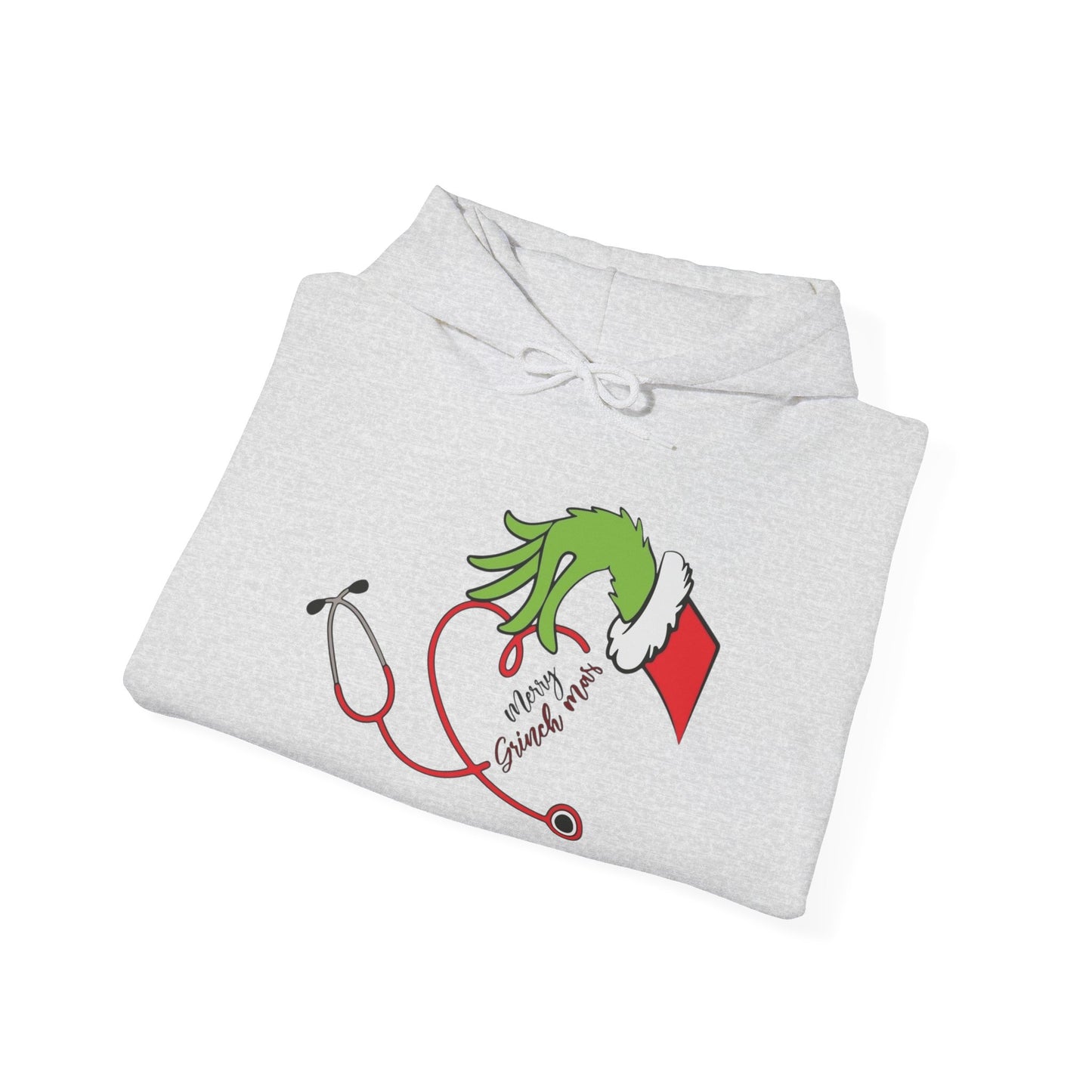 Merry Grinchmas Nurse Doctor Graphic Hoodie Unisex Heavy Blend Hooded Sweatshirt