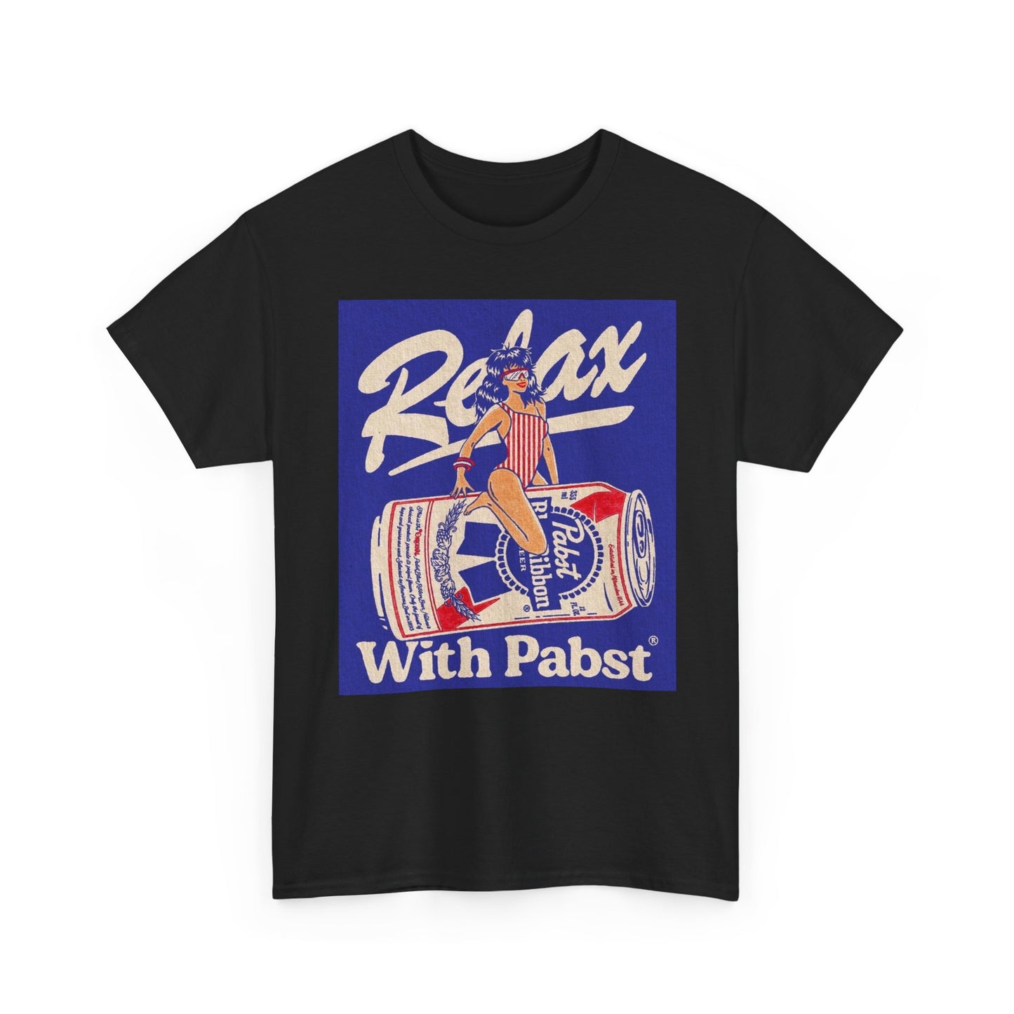 Relax With Pabst Beer Graphic T Shirt Vintage Unisex Heavy Cotton Tee