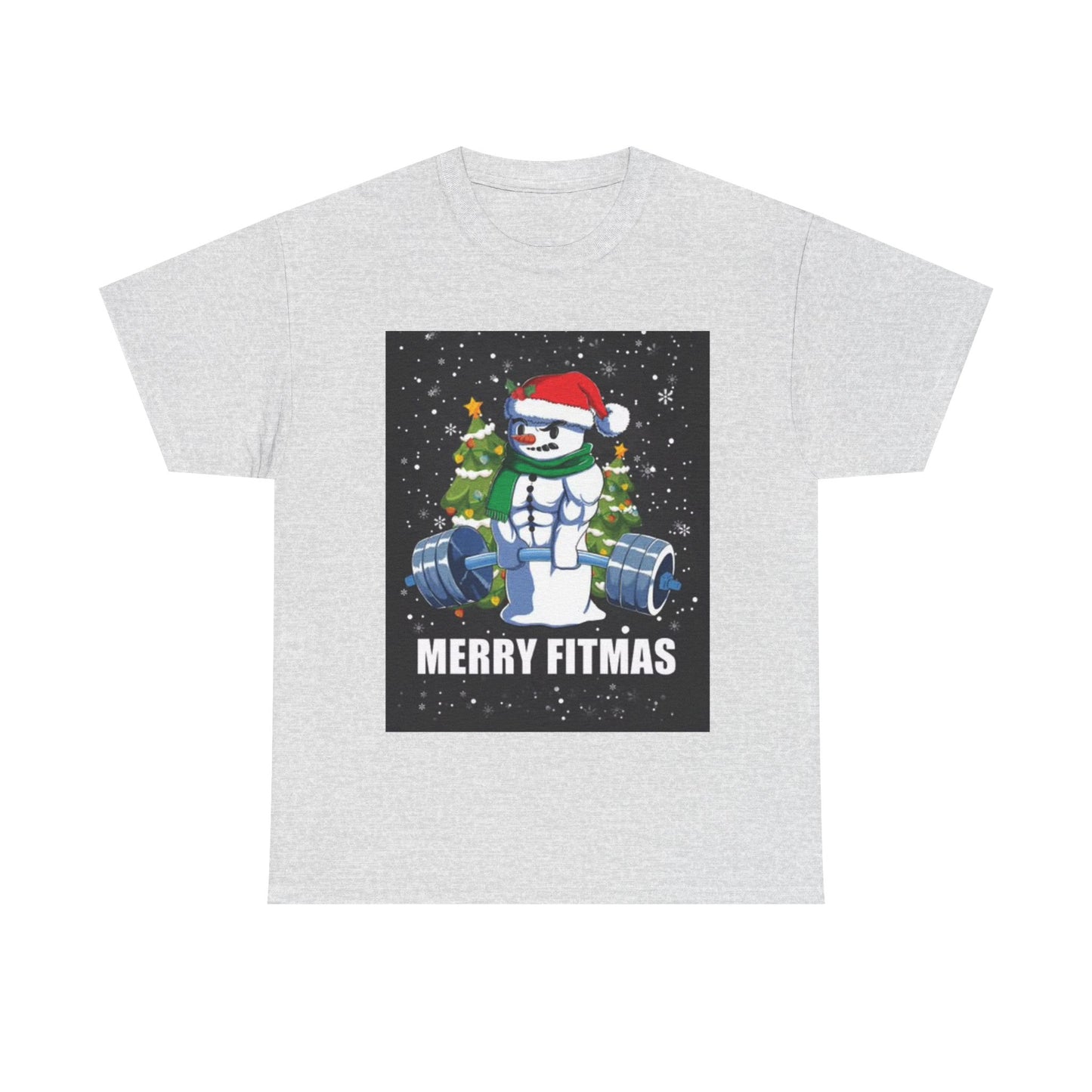 Merry Fitmas Shirt Funny Gym Snowman Christmas Gym Unisex Heavy Cotton Tee