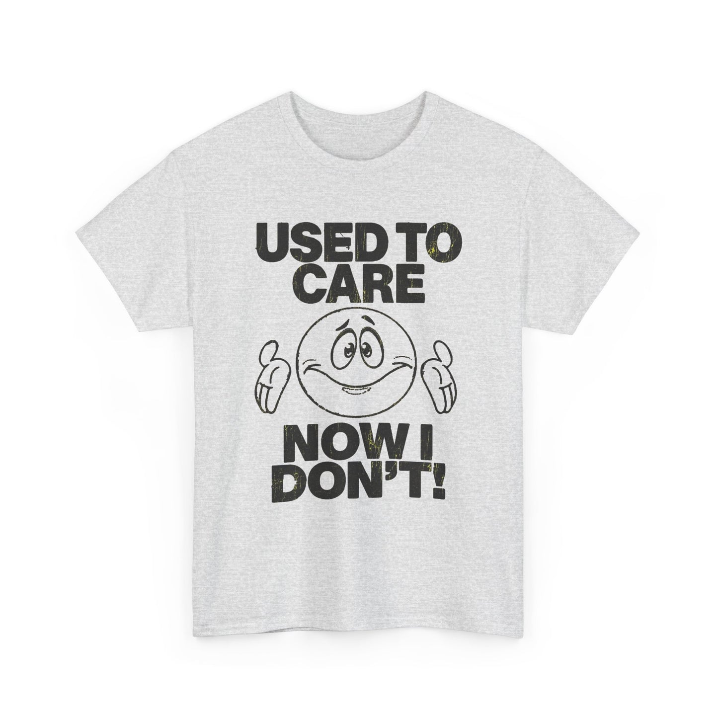 Used To Care Now I Don't Graphic T Shirt Men's Heavy Cotton Tee Funny Retro