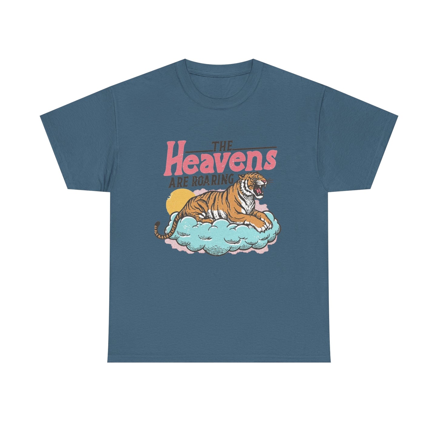 The Heavens Are Roaring Tiger Retro Graphic T Shirt Regular Men's Heavy Cotton Tee