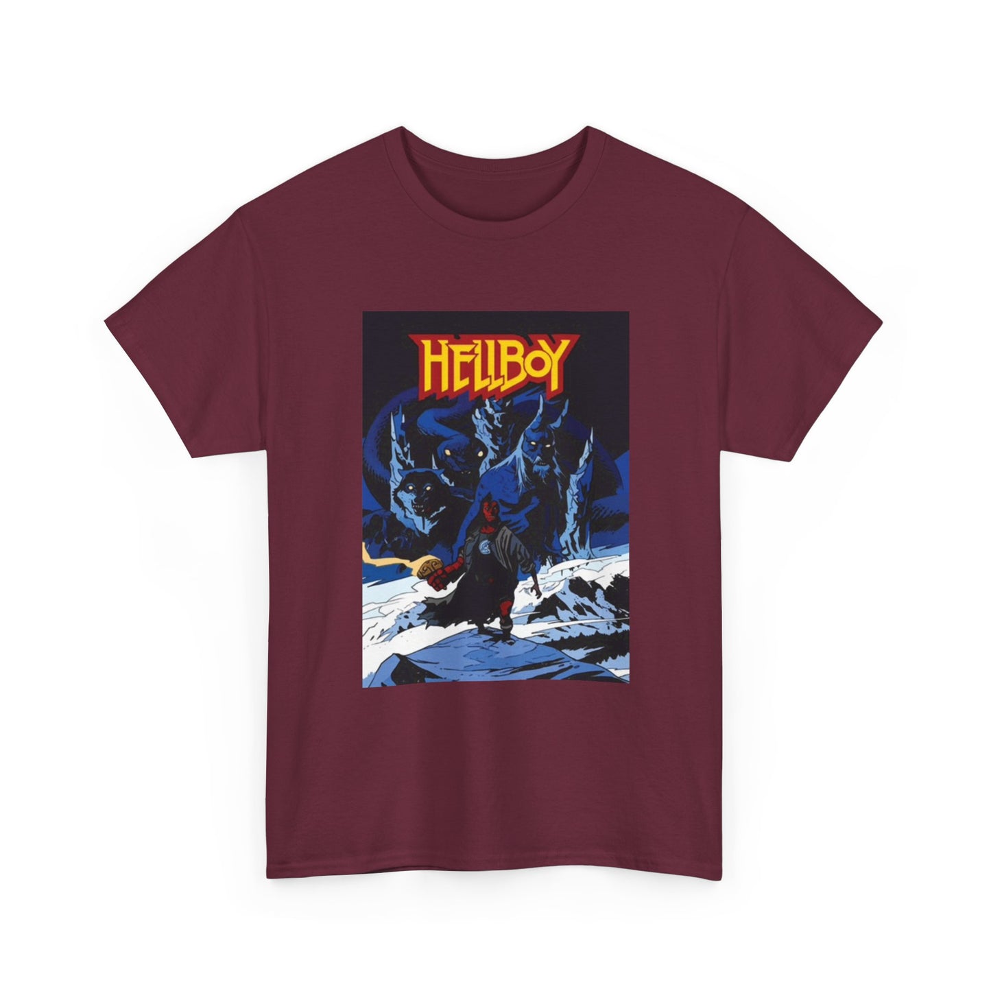 Hellboy Movie Poster Shirt Retro Cartoon Graphic Unisex Heavy Cotton Tee
