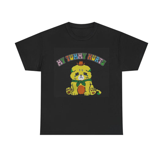 My tummy hurts T-shirt bear rainbow cute graphic funny Unisex Heavy Cotton Tee