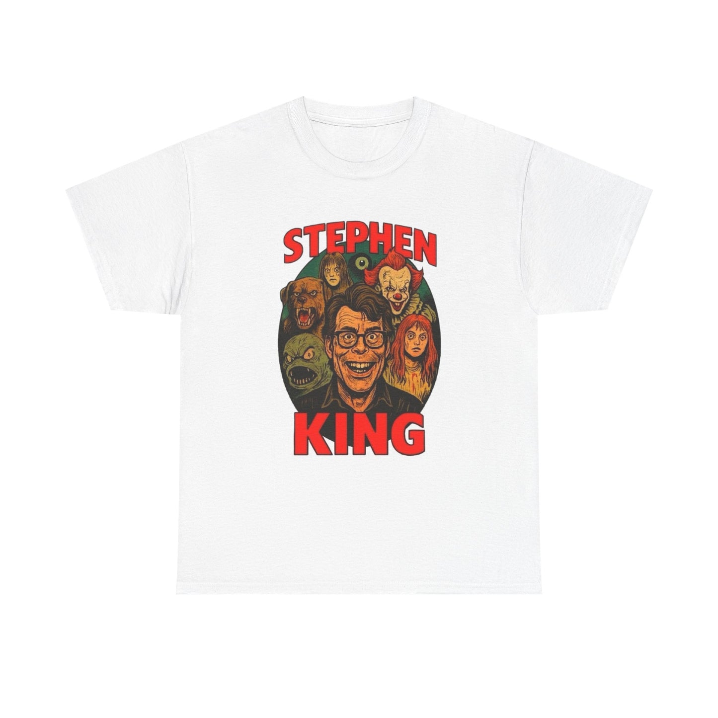 Stephen King Retro Horror Cartoons Graphic T Shirt Unisex Heavy Cotton Tee