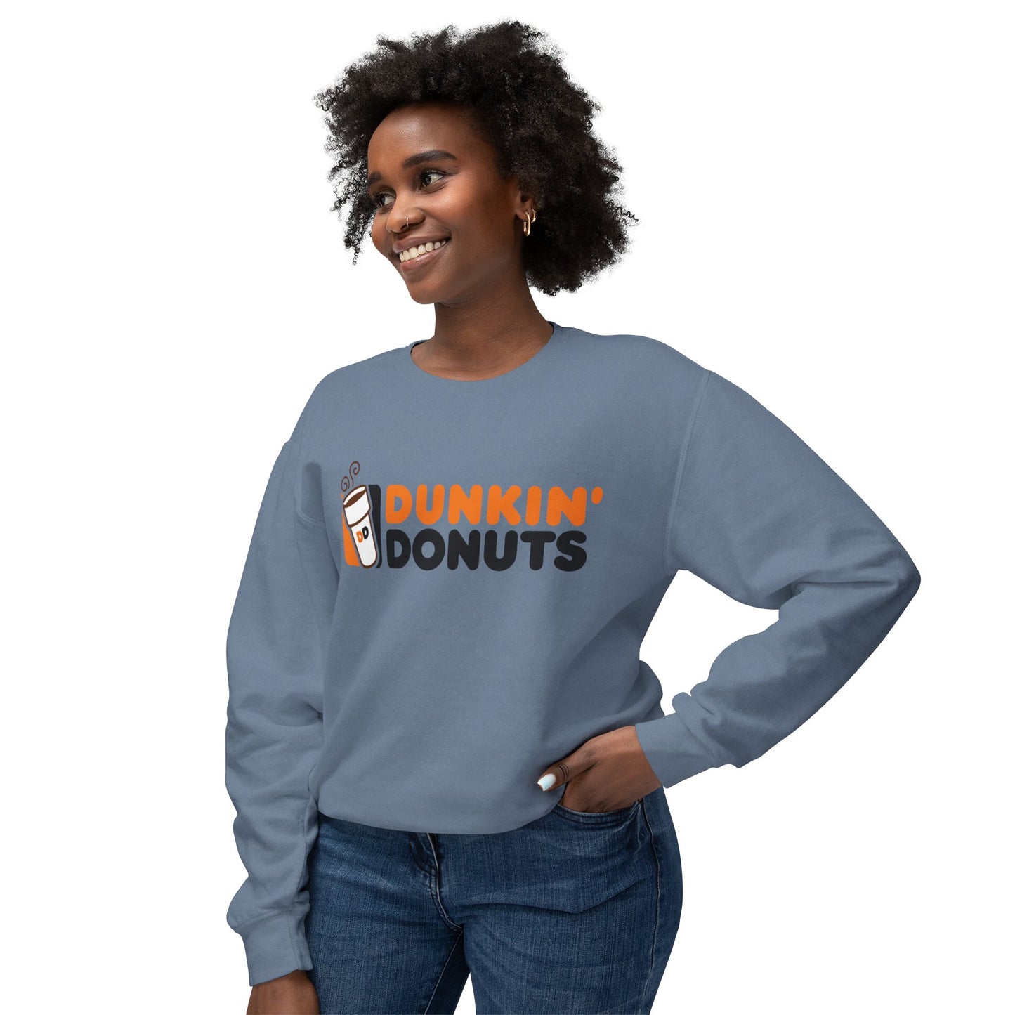 Dunkin Donuts Graphic Retro Logo Coffee Lover Lightweight Crewneck Sweatshirt