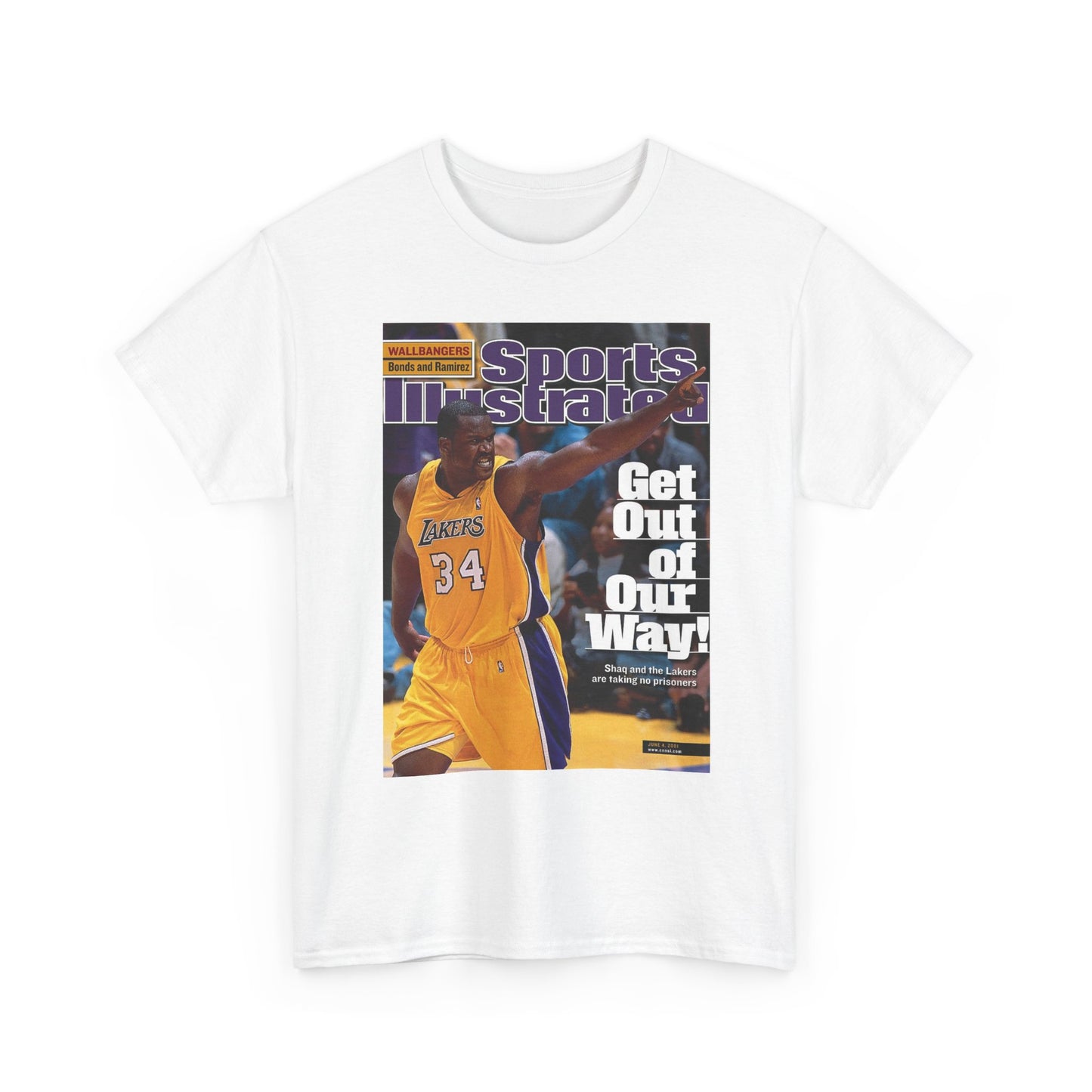 Shaq poster graphic T Shirt Vintage Lakers Basketball Retro Unisex Heavy Cotton