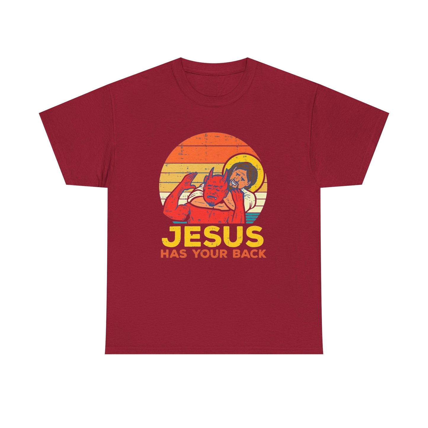 Jesus Has Your Back Graphic T Shirt Funny Humor Unisex Heavy Cotton Tee