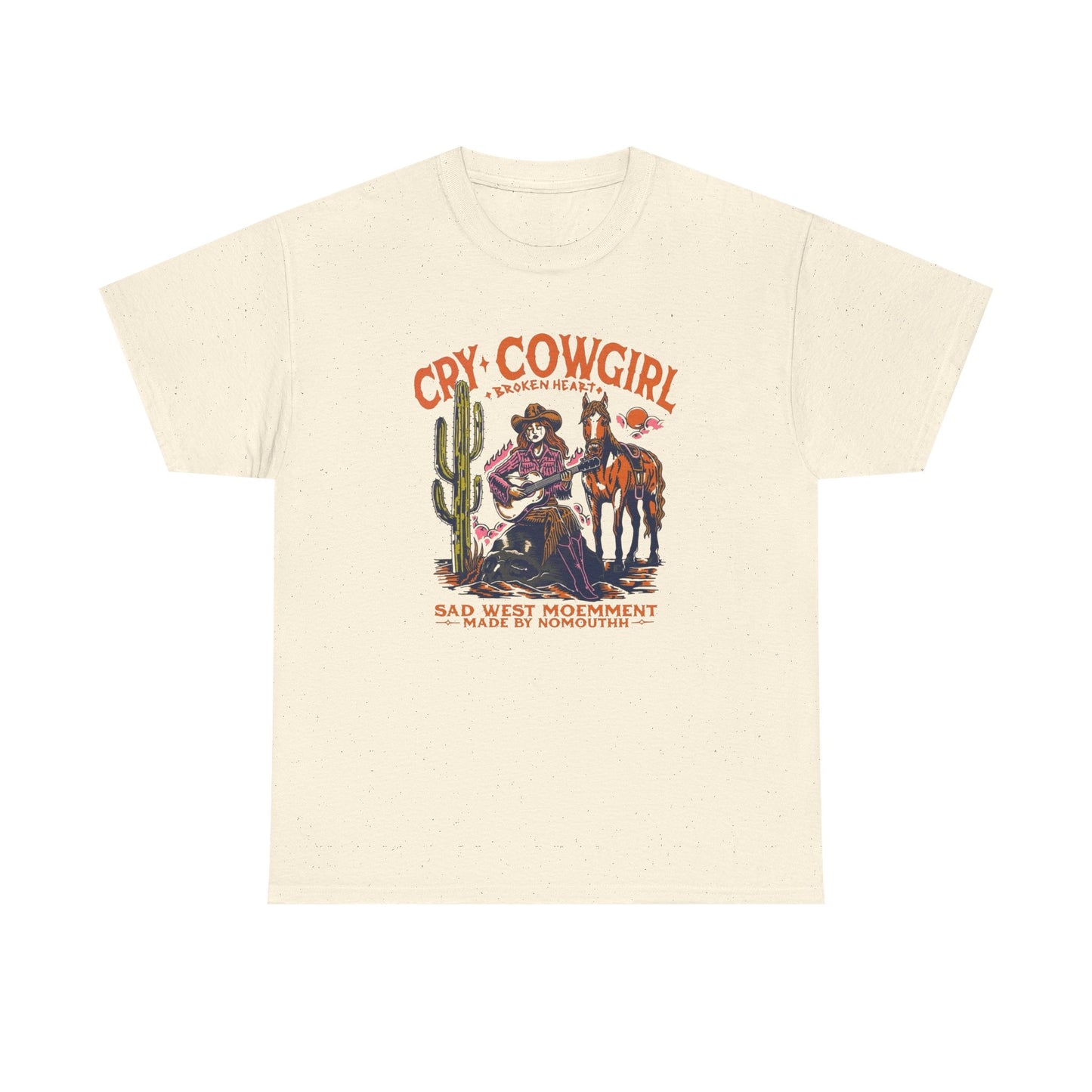 Cry Cowgirl Retro Graphic T Shirt Unisex Heavy Cotton Tee New Gift