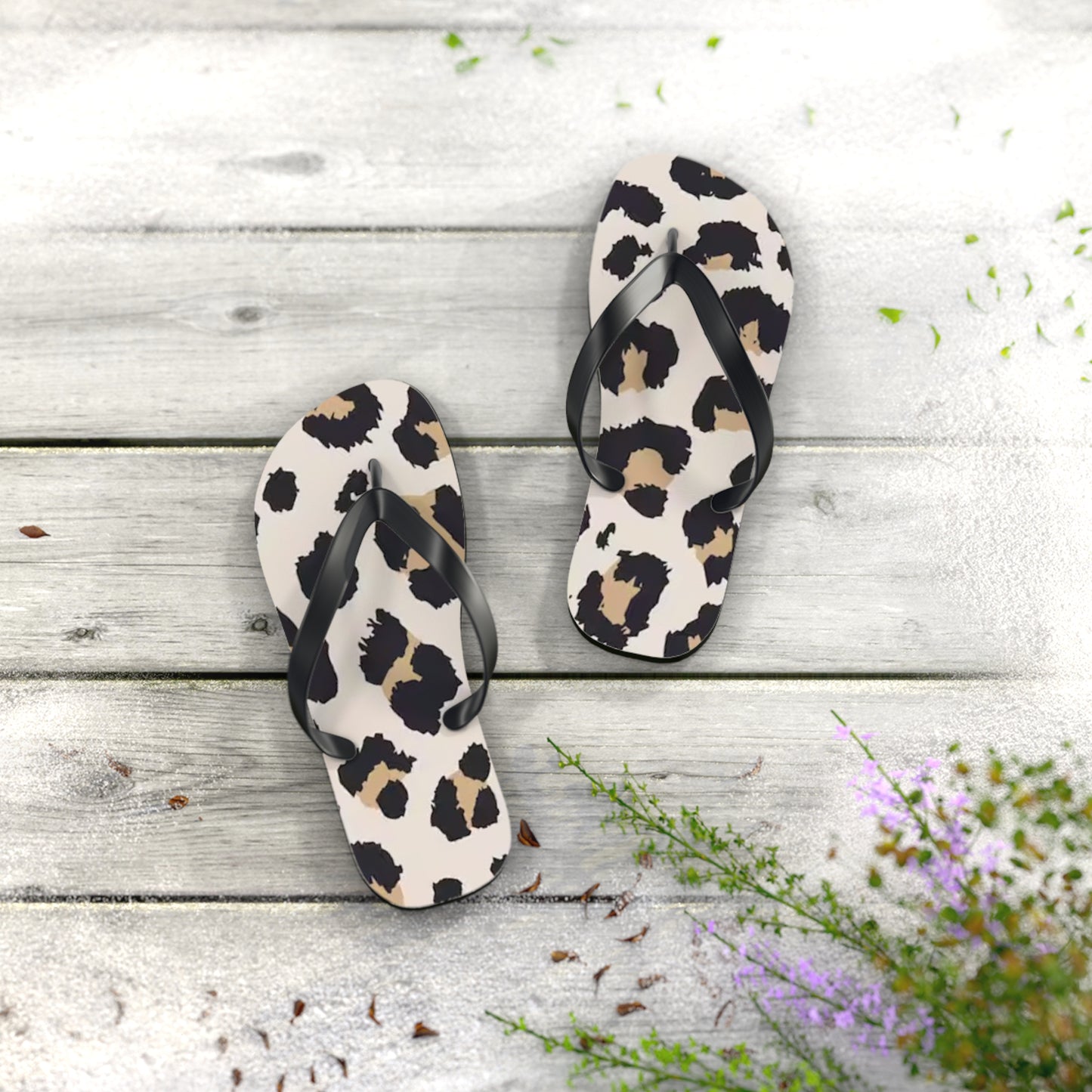 Cheetah Print Tan Beach Sandals, Slides for Summer, Flip Flops, Water Resistant
