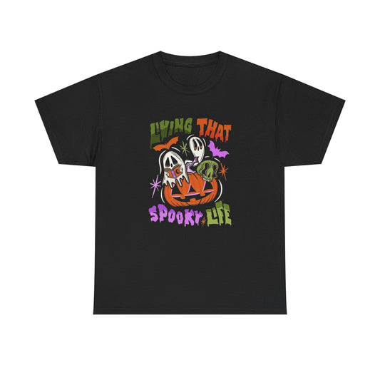 Living That Spooky Life Vintage Graphic T-Shirt, Unisex Cotton Shirt