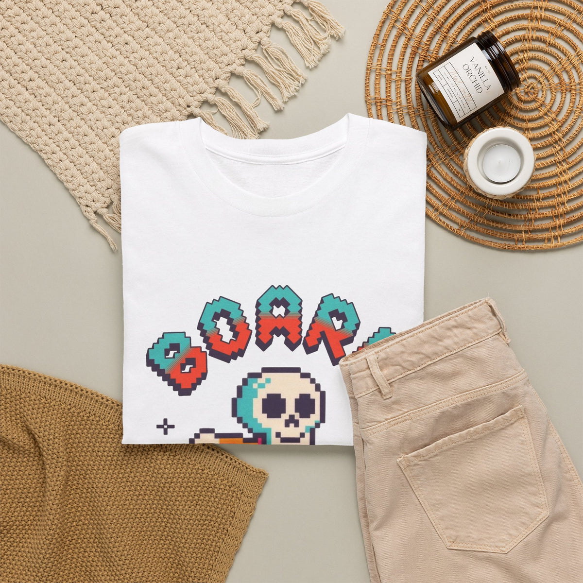 Board To The Bone Graphic T Shirt Skateboarding Men's Heavy Cotton Tee
