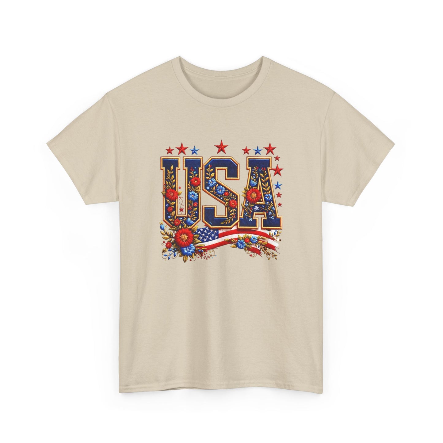 United States Floral Graphic T Shirt Unisex NEW Heavy Cotton Tee