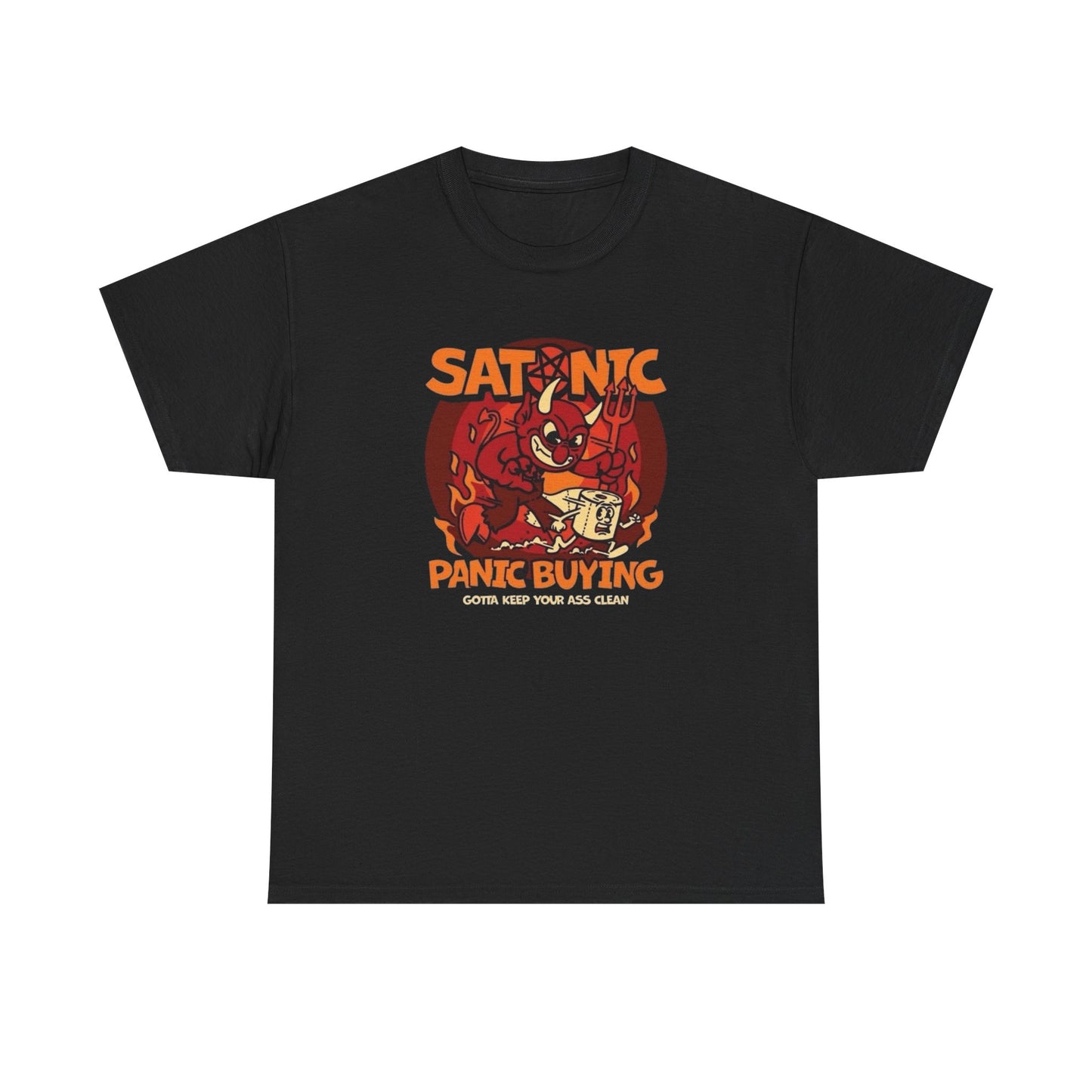 Satanic Buying Pandemic Toilet Paper Funny Graphic T-Shirt Heavy Cotton Tee NEW
