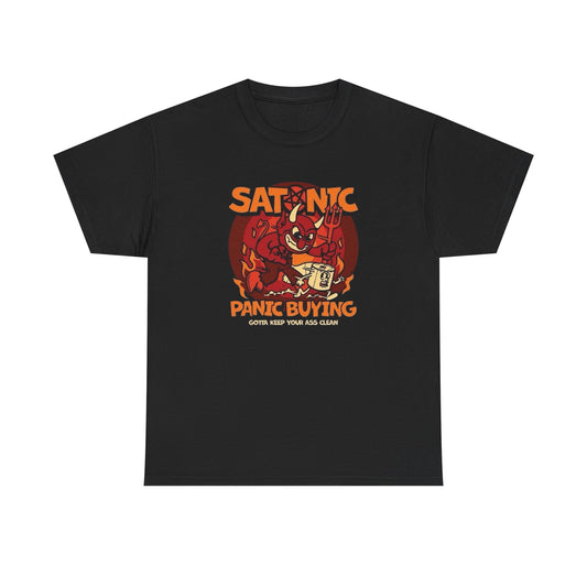 Satanic Buying Pandemic Toilet Paper Funny Graphic T-Shirt Heavy Cotton Tee NEW