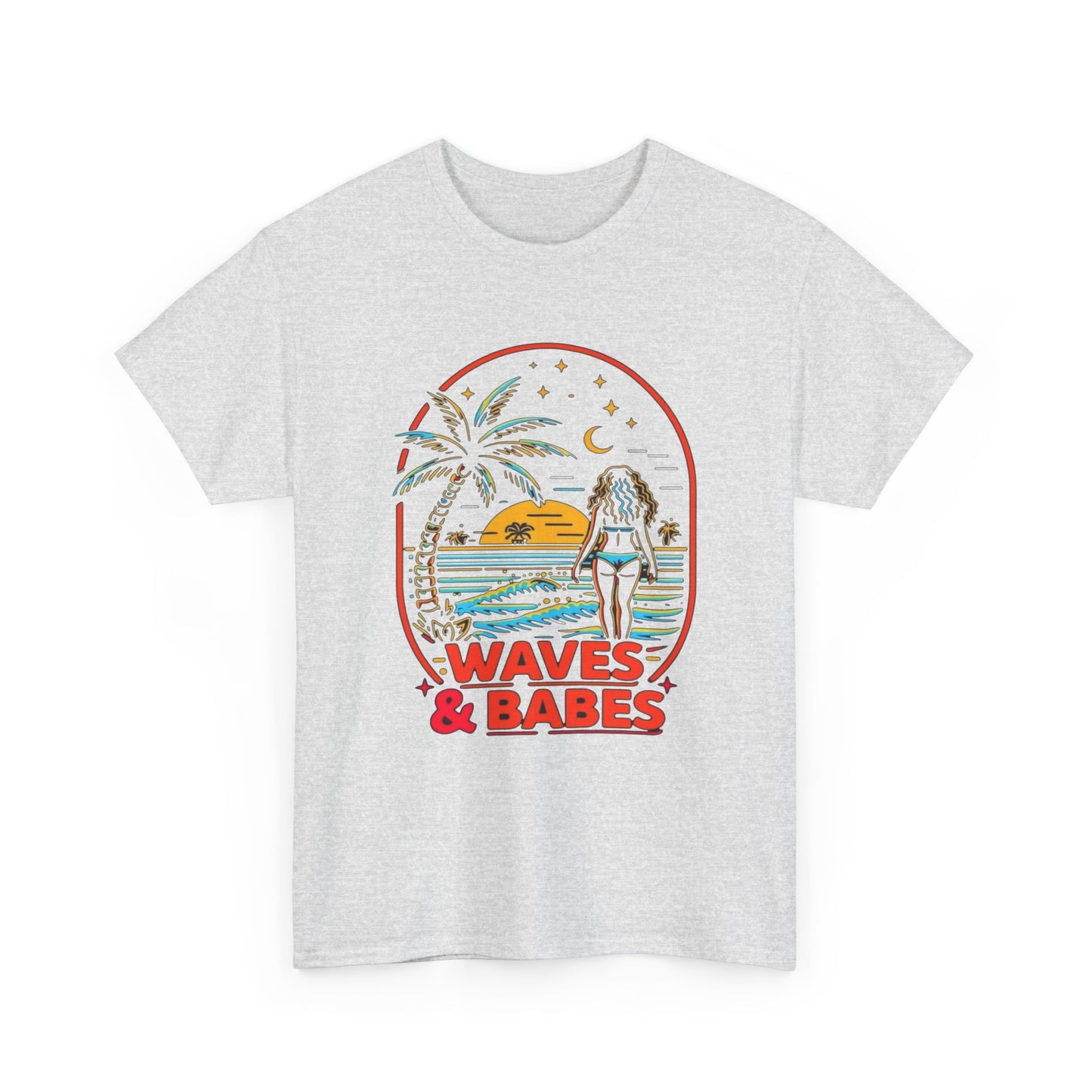 Waves And Babes Graphic T Shirt Heavy Cotton Tee