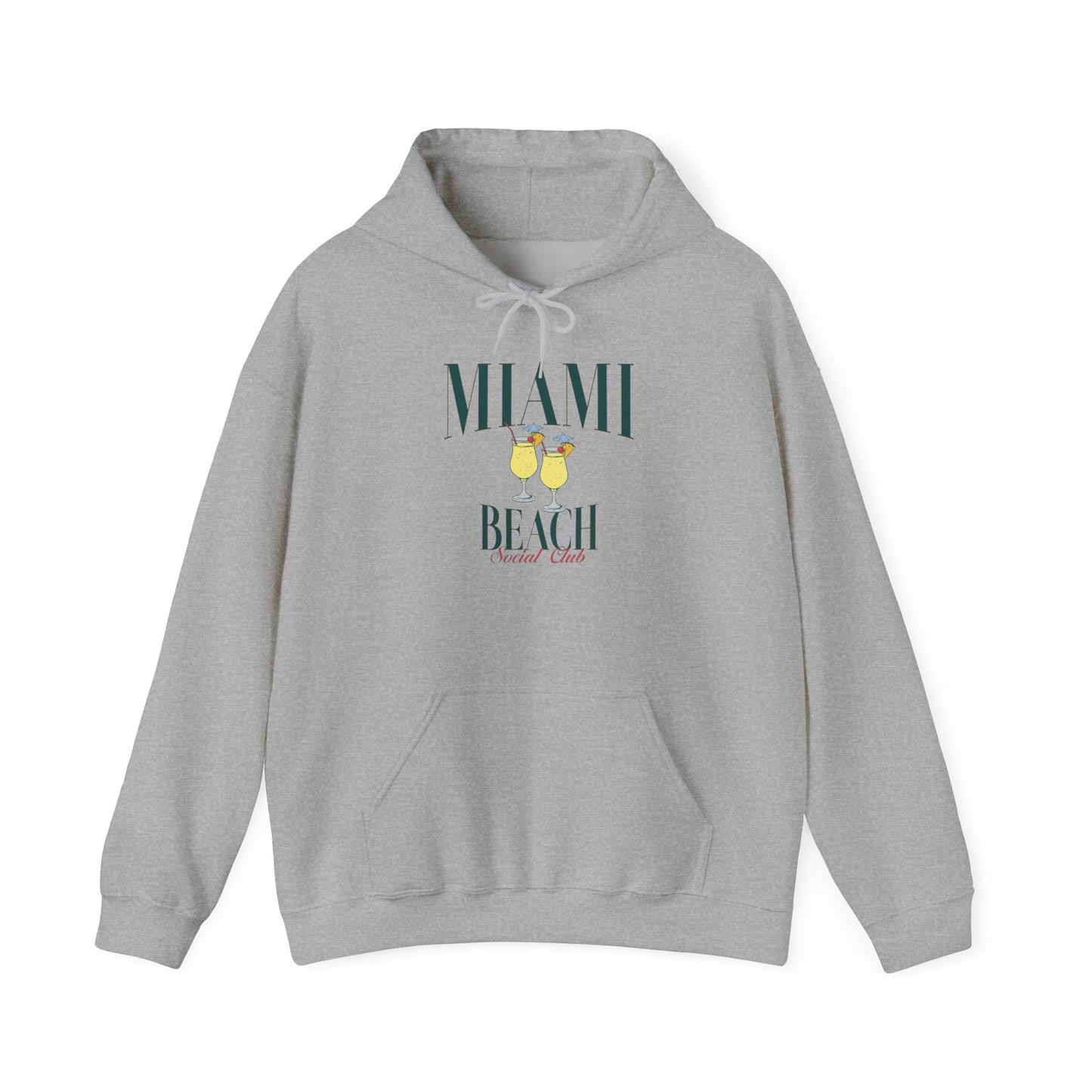 Miami Beach Social Club Graphic Hoodie Heavy Blend Sweatshirt NEW